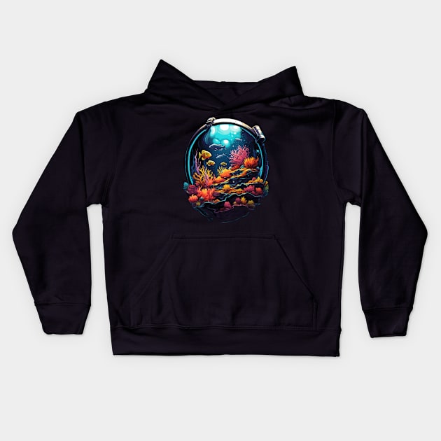 Aquarium Art Kids Hoodie by SAN ART STUDIO 